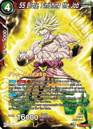 SS Broly, Finishing the Job (BT15-020) [Saiyan Showdown Prerelease Promos] | Black Swamp Games