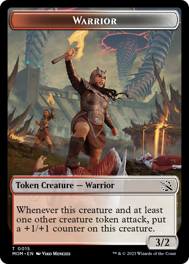Warrior // Phyrexian Saproling Double-Sided Token [March of the Machine Tokens] | Black Swamp Games