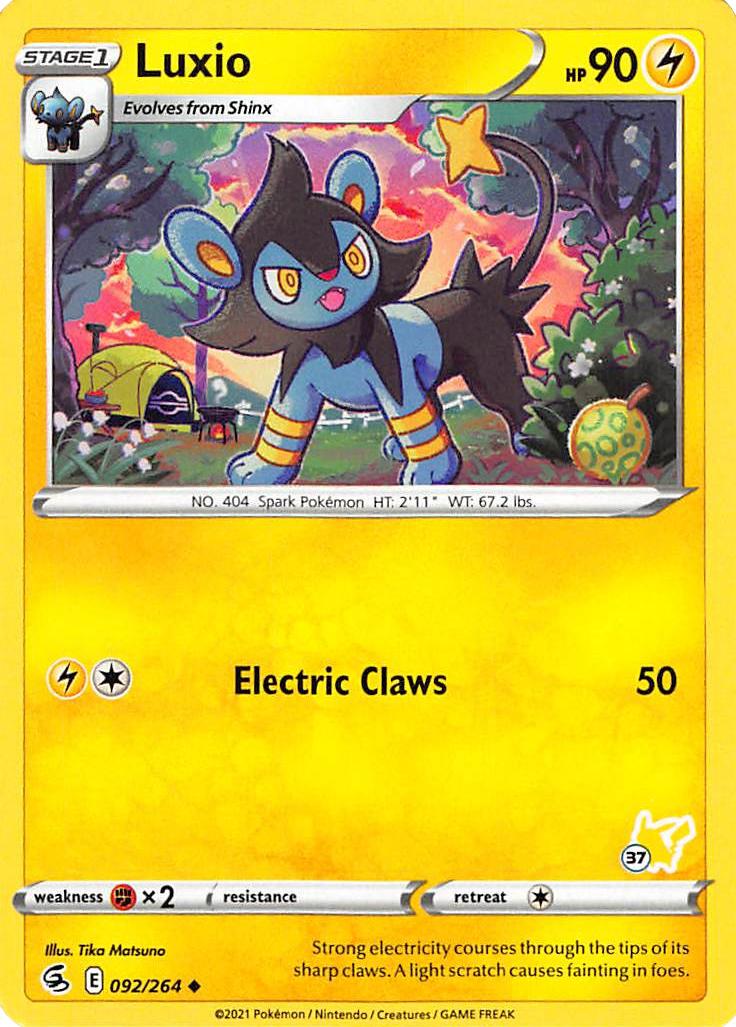 Luxio (092/264) (Pikachu Stamp #37) [Battle Academy 2022] | Black Swamp Games