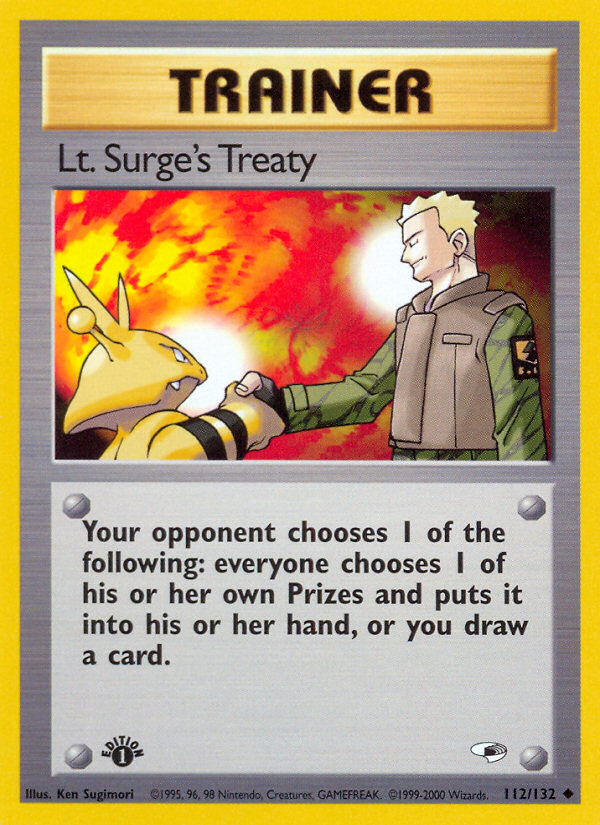 Lt. Surge's Treaty (112/132) [Gym Heroes 1st Edition] | Black Swamp Games