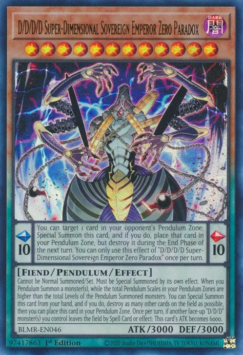D/D/D/D Super-Dimensional Sovereign Emperor Zero Paradox [BLMR-EN046] Ultra Rare | Black Swamp Games