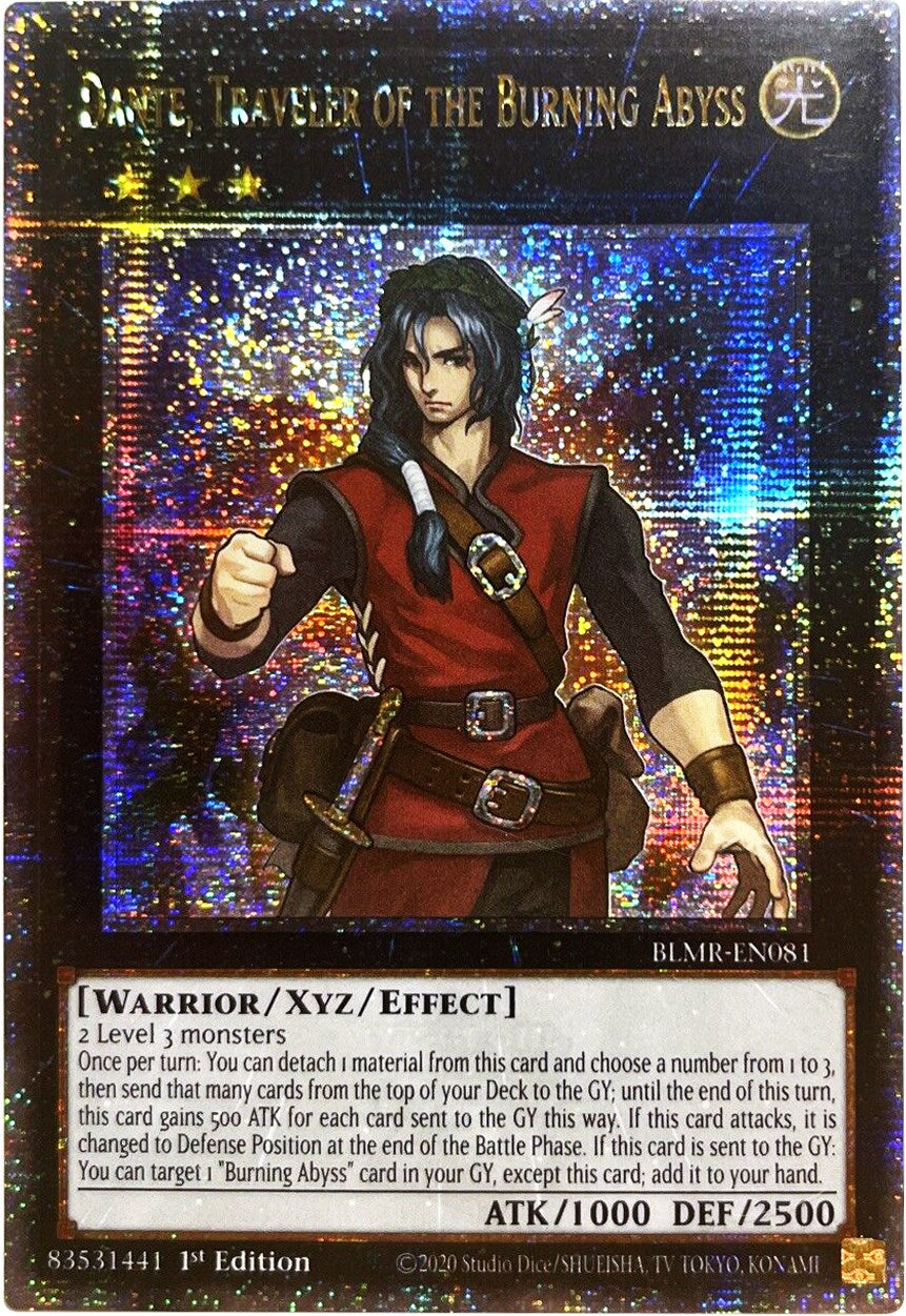 Dante, Traveler of the Burning Abyss [BLMR-EN081] Quarter Century Secret Rare | Black Swamp Games