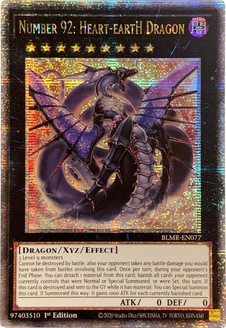 Number 92: Heart-eartH Dragon [BLMR-EN077] Quarter Century Secret Rare | Black Swamp Games