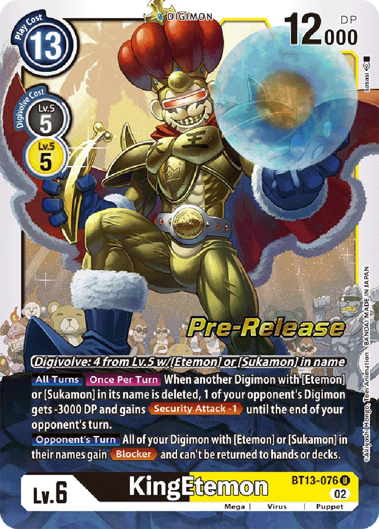 KingEtemon [BT13-076] [Versus Royal Knight Booster Pre-Release Cards] | Black Swamp Games