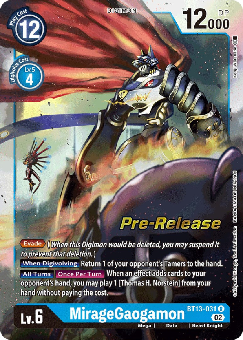 MirageGaogamon [BT13-031] [Versus Royal Knight Booster Pre-Release Cards] | Black Swamp Games