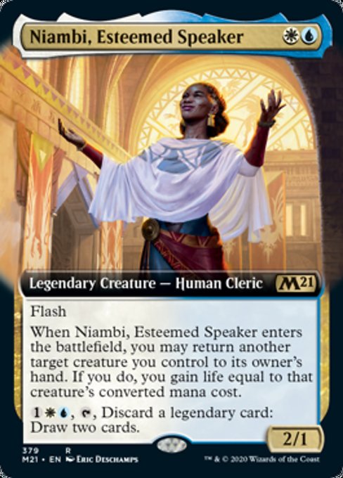 Niambi, Esteemed Speaker (Extended Art) [Core Set 2021] | Black Swamp Games