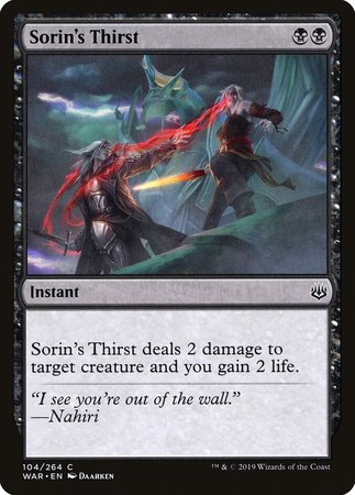 Sorin's Thirst [War of the Spark] | Black Swamp Games