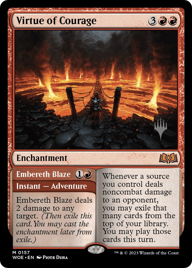 Virtue of Courage //Embereth Blaze (Promo Pack) [Wilds of Eldraine Promos] | Black Swamp Games