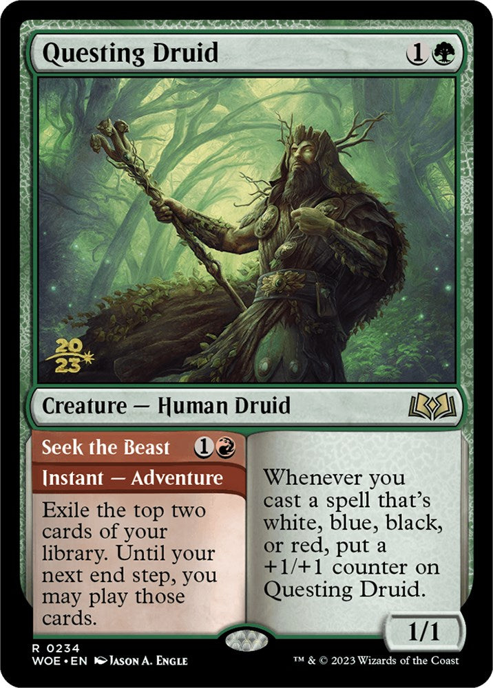 Questing Druid // Seek the Beast [Wilds of Eldraine Prerelease Promos] | Black Swamp Games