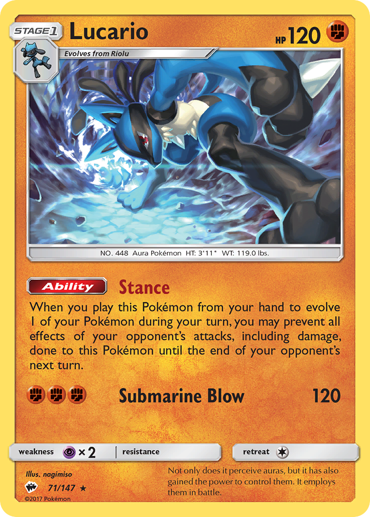 Lucario (71/147) [Sun & Moon: Burning Shadows] | Black Swamp Games