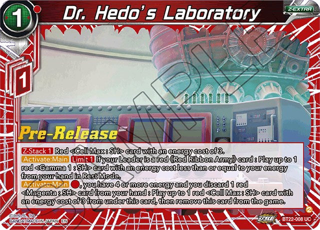 Dr. Hedo's Laboratory (BT22-008) [Critical Blow Prerelease Promos] | Black Swamp Games