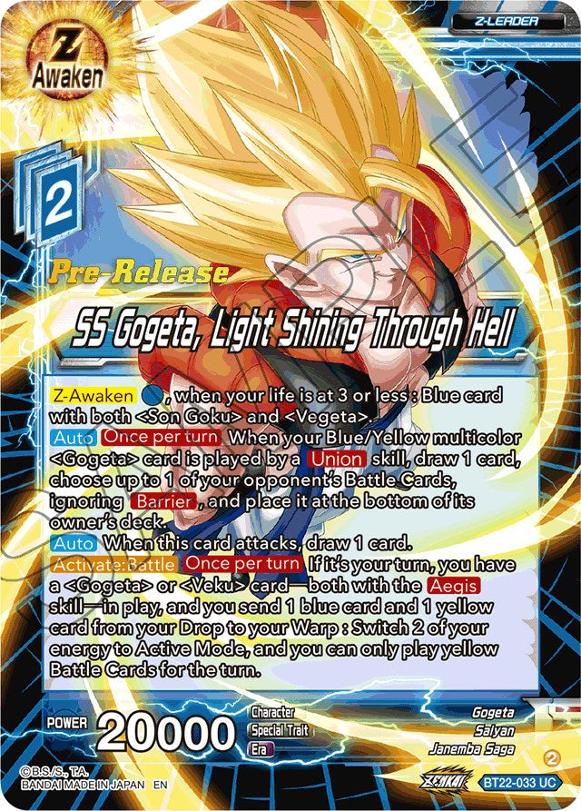 SS Gogeta, Light Shining Through Hell (BT22-033) [Critical Blow Prerelease Promos] | Black Swamp Games