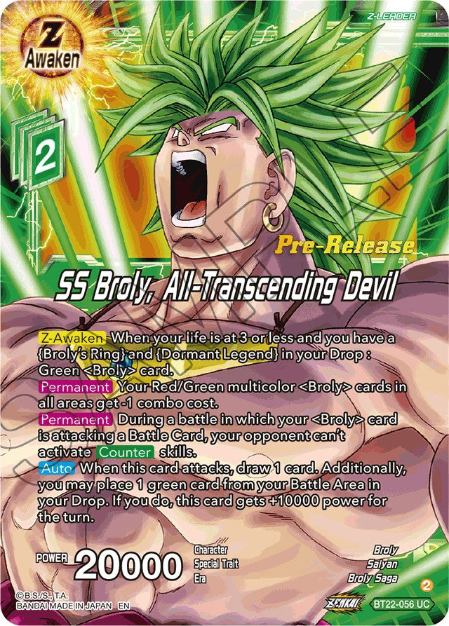 SS Broly, All-Transcending Devil (BT22-056) [Critical Blow Prerelease Promos] | Black Swamp Games