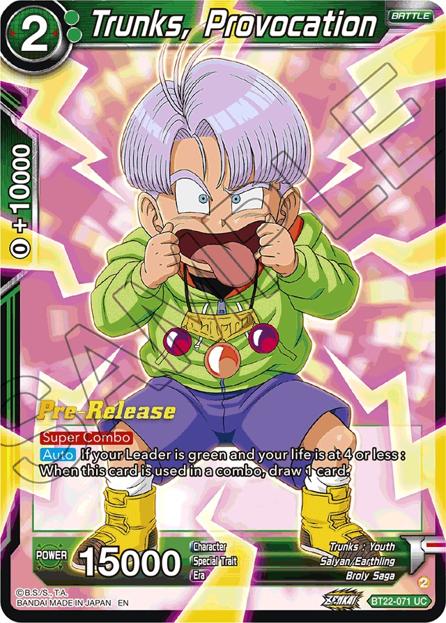 Trunks, Provocation (BT22-071) [Critical Blow Prerelease Promos] | Black Swamp Games