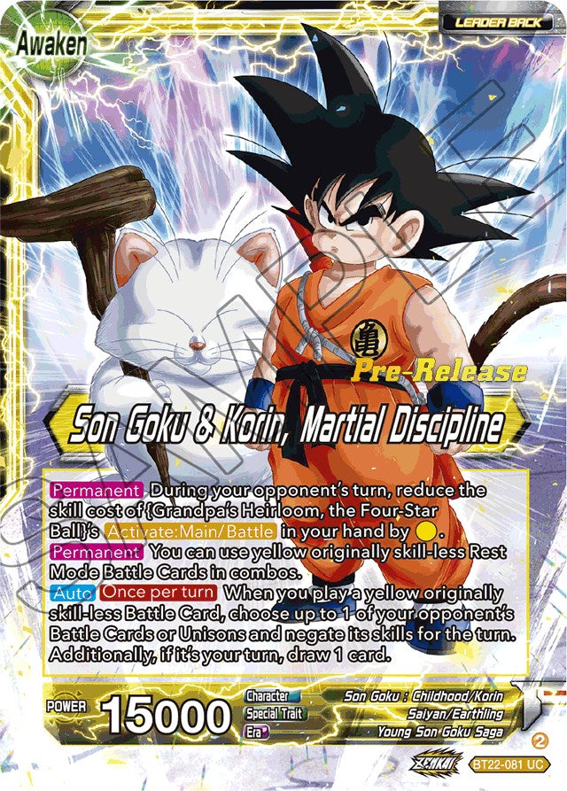 Son Goku // Son Goku & Korin, Martial Discipline (BT22-081) [Critical Blow Prerelease Promos] | Black Swamp Games