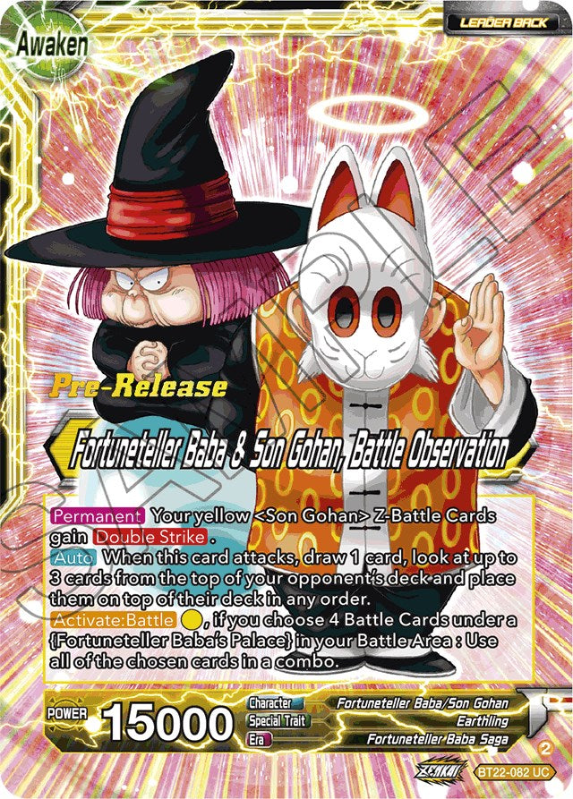 Fortuneteller Baba // Fortuneteller Baba & Son Gohan, Battle Observation (BT22-082) [Critical Blow Prerelease Promos] | Black Swamp Games