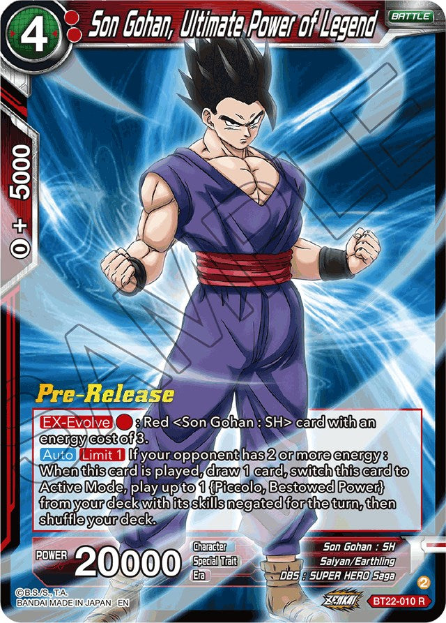 Son Gohan, Ultimate Power of Legend (BT22-010) [Critical Blow Prerelease Promos] | Black Swamp Games