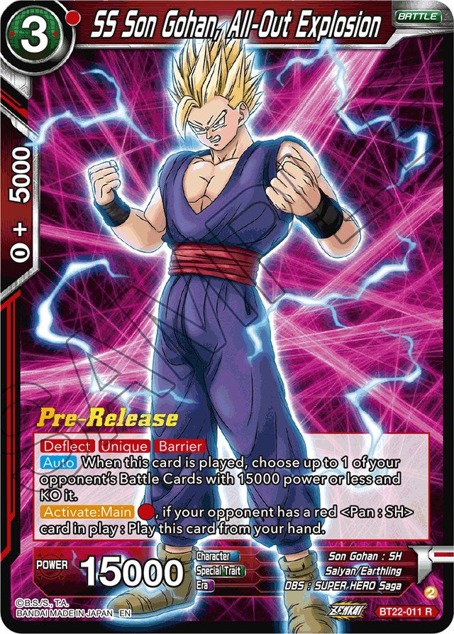 SS Son Gohan, All-Out Explosion (BT22-011) [Critical Blow Prerelease Promos] | Black Swamp Games