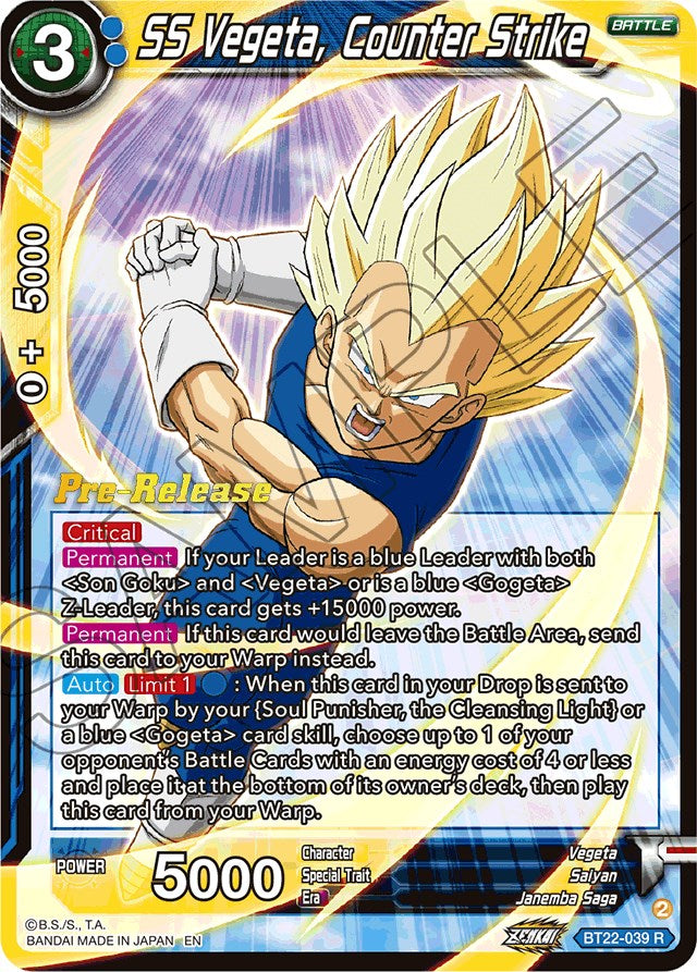 SS Vegeta, Counter Strike (BT22-039) [Critical Blow Prerelease Promos] | Black Swamp Games