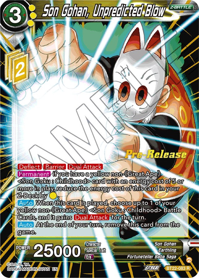 Son Gohan, Unpredicted Blow (BT22-083) [Critical Blow Prerelease Promos] | Black Swamp Games