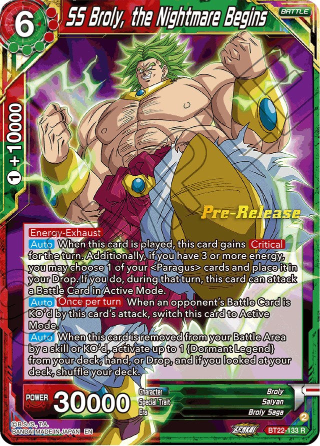 SS Broly, the Nightmare Begins (BT22-133) [Critical Blow Prerelease Promos] | Black Swamp Games