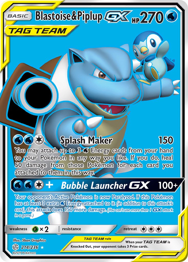 Blastoise & Piplup GX (214/236) [Sun & Moon: Cosmic Eclipse] | Black Swamp Games