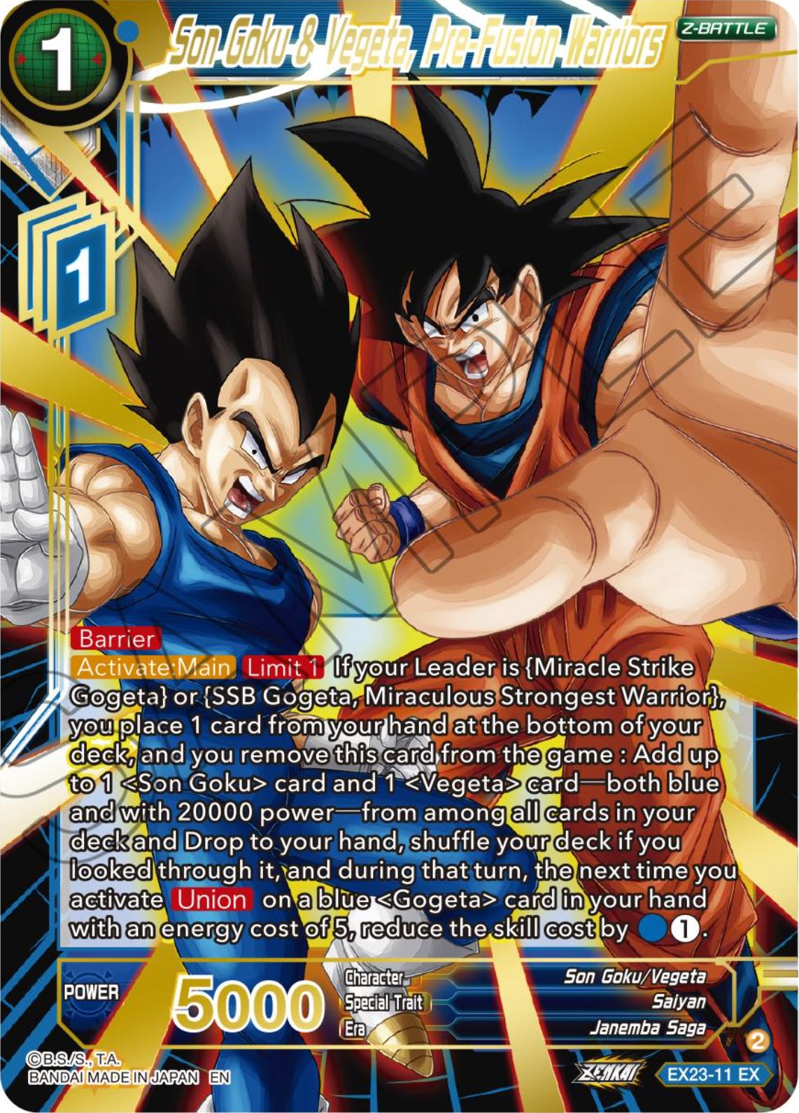 Son Goku & Vegeta, Pre-Fusion Warriors (EX23-11) [Premium Anniversary Box 2023] | Black Swamp Games