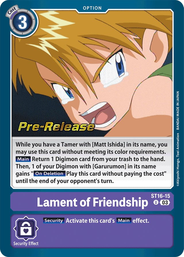 Lament of Friendship [ST16-15] [Starter Deck: Wolf of Friendship Pre-Release Cards] | Black Swamp Games