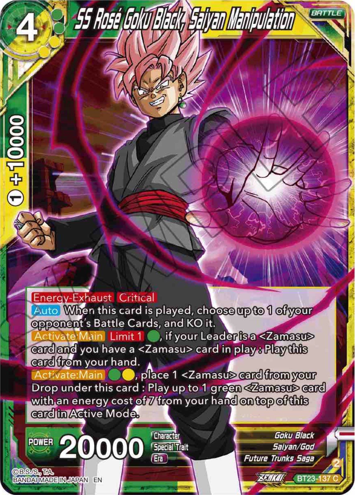 SS Rose Goku Black, Saiyan Manipulation (BT23-137) [Perfect Combination] | Black Swamp Games