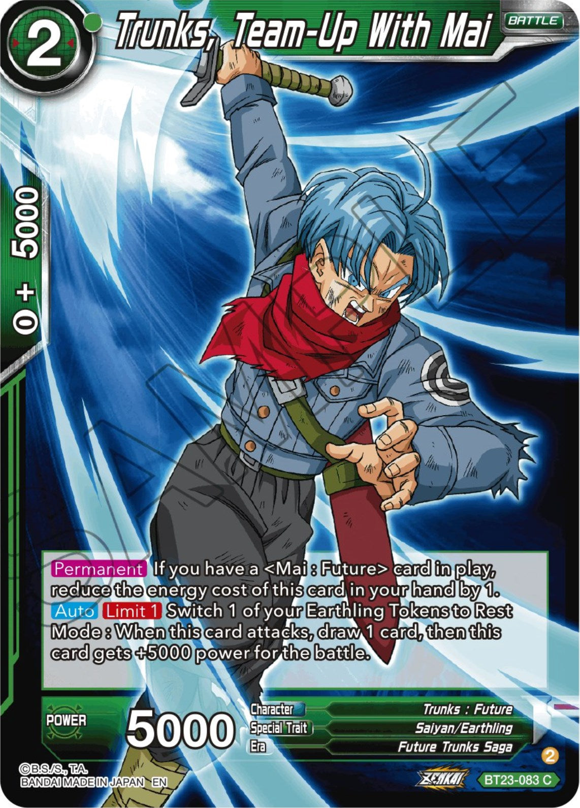 Trunks, Team-Up With Mai (BT23-083) [Perfect Combination] | Black Swamp Games