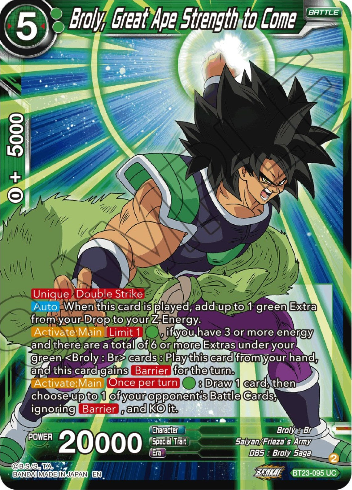Broly, Great Ape Strength to Come (BT23-095) [Perfect Combination] | Black Swamp Games