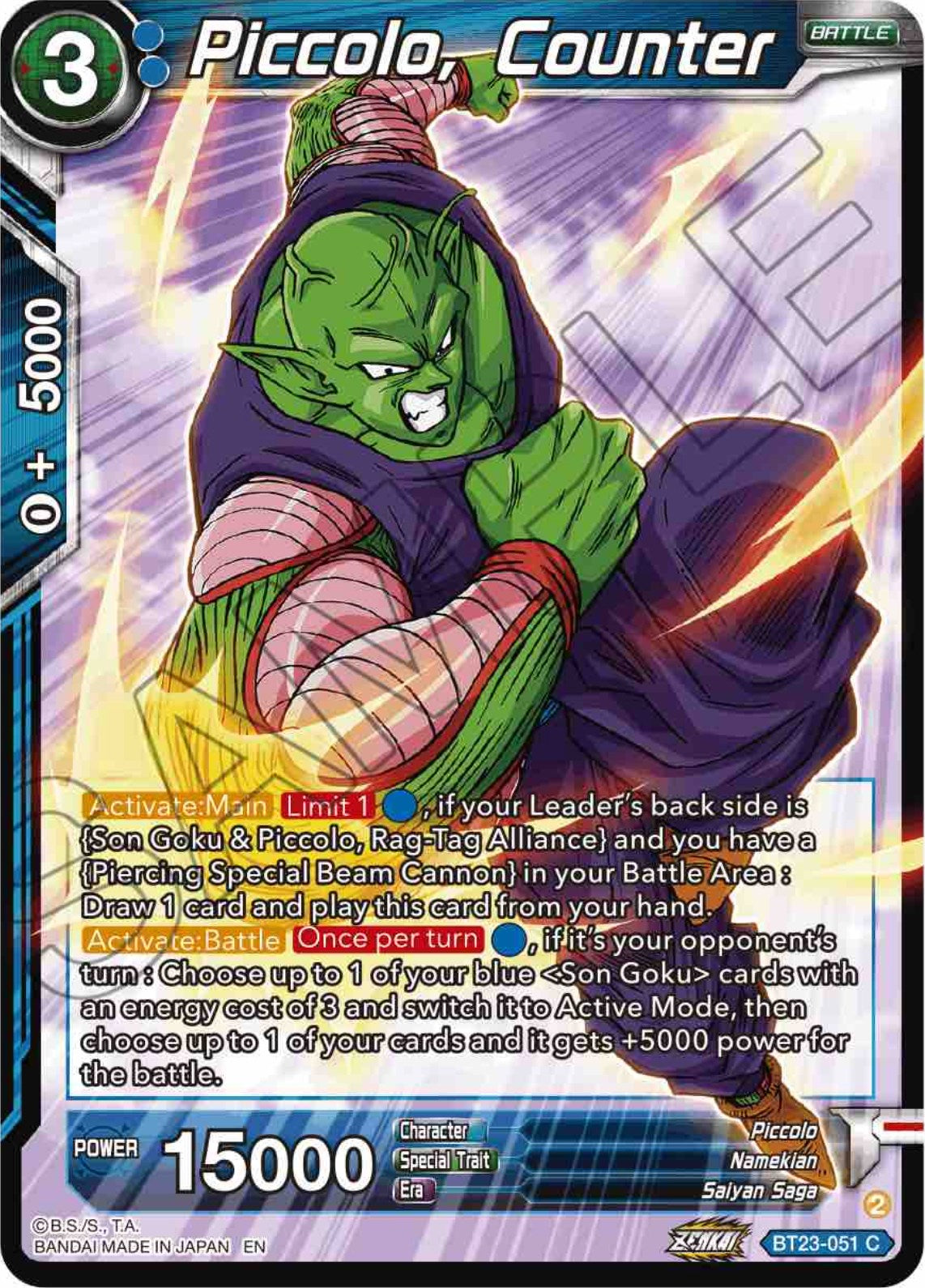 Piccolo, Counter (BT23-051) [Perfect Combination] | Black Swamp Games