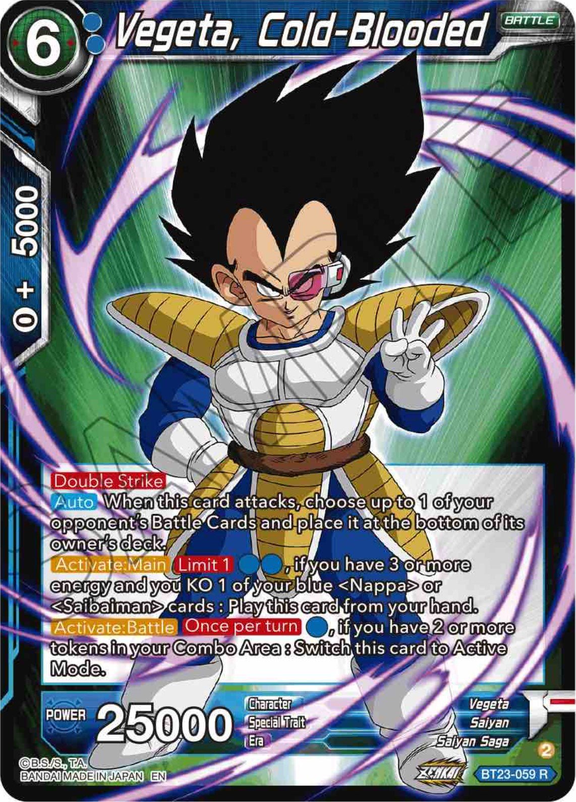 Vegeta, Cold-Blooded (BT23-059) [Perfect Combination] | Black Swamp Games