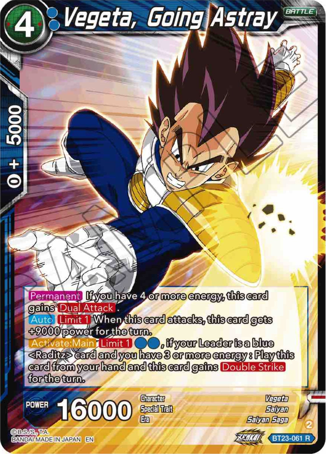 Vegeta, Going Astray (BT23-061) [Perfect Combination] | Black Swamp Games