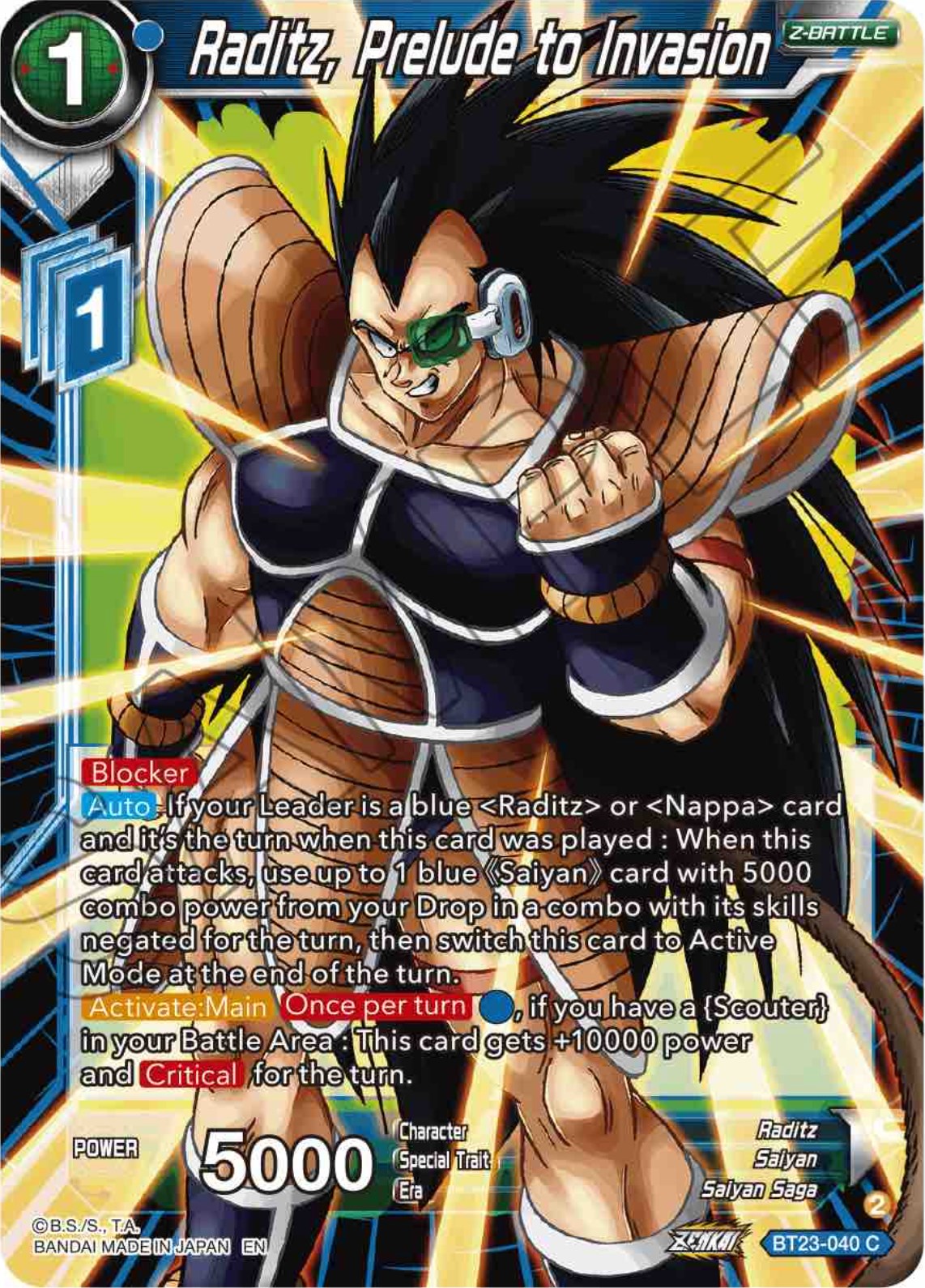 Raditz, Prelude to Invasion (BT23-040) [Perfect Combination] | Black Swamp Games