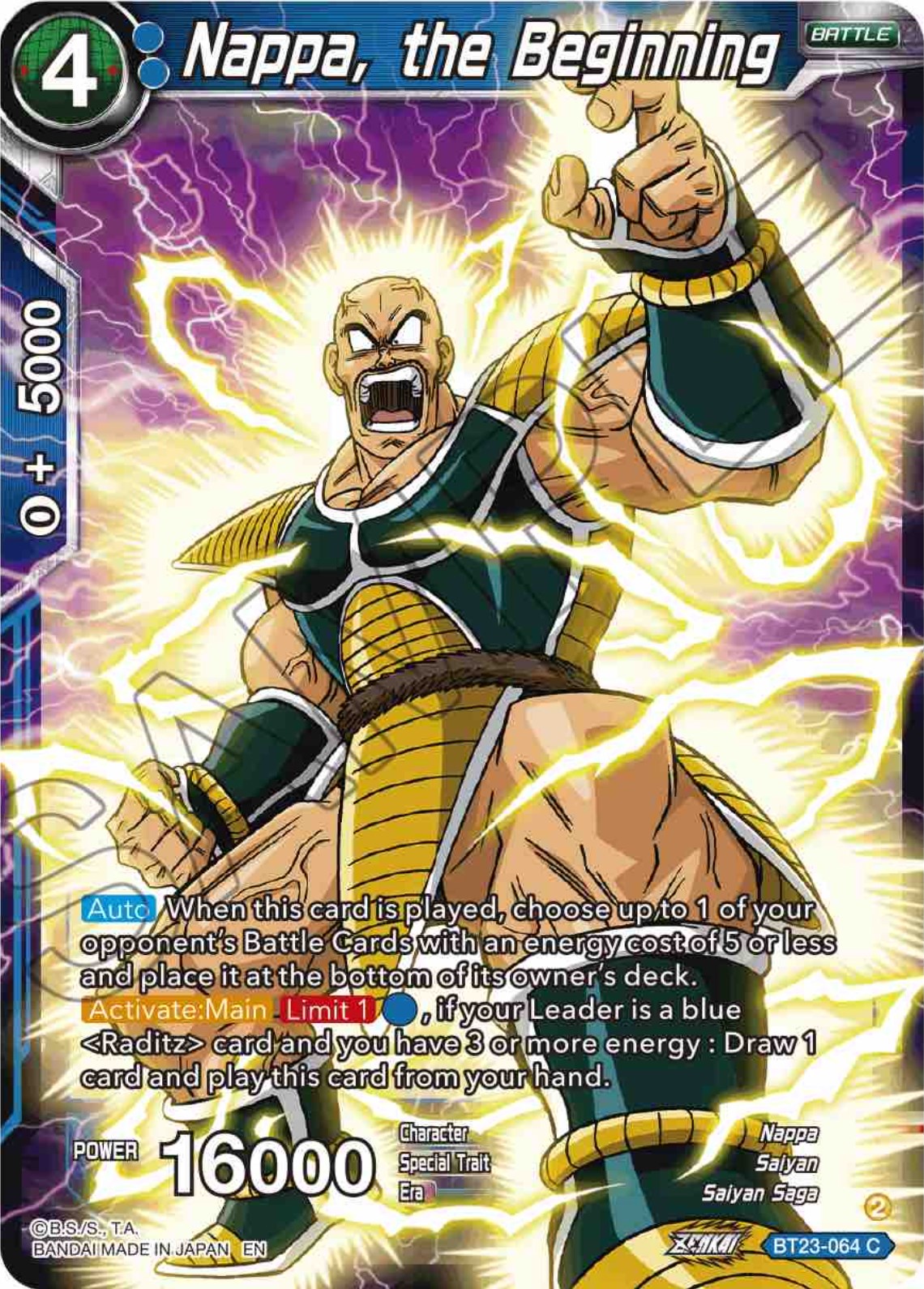 Nappa, the Beginning (BT23-064) [Perfect Combination] | Black Swamp Games