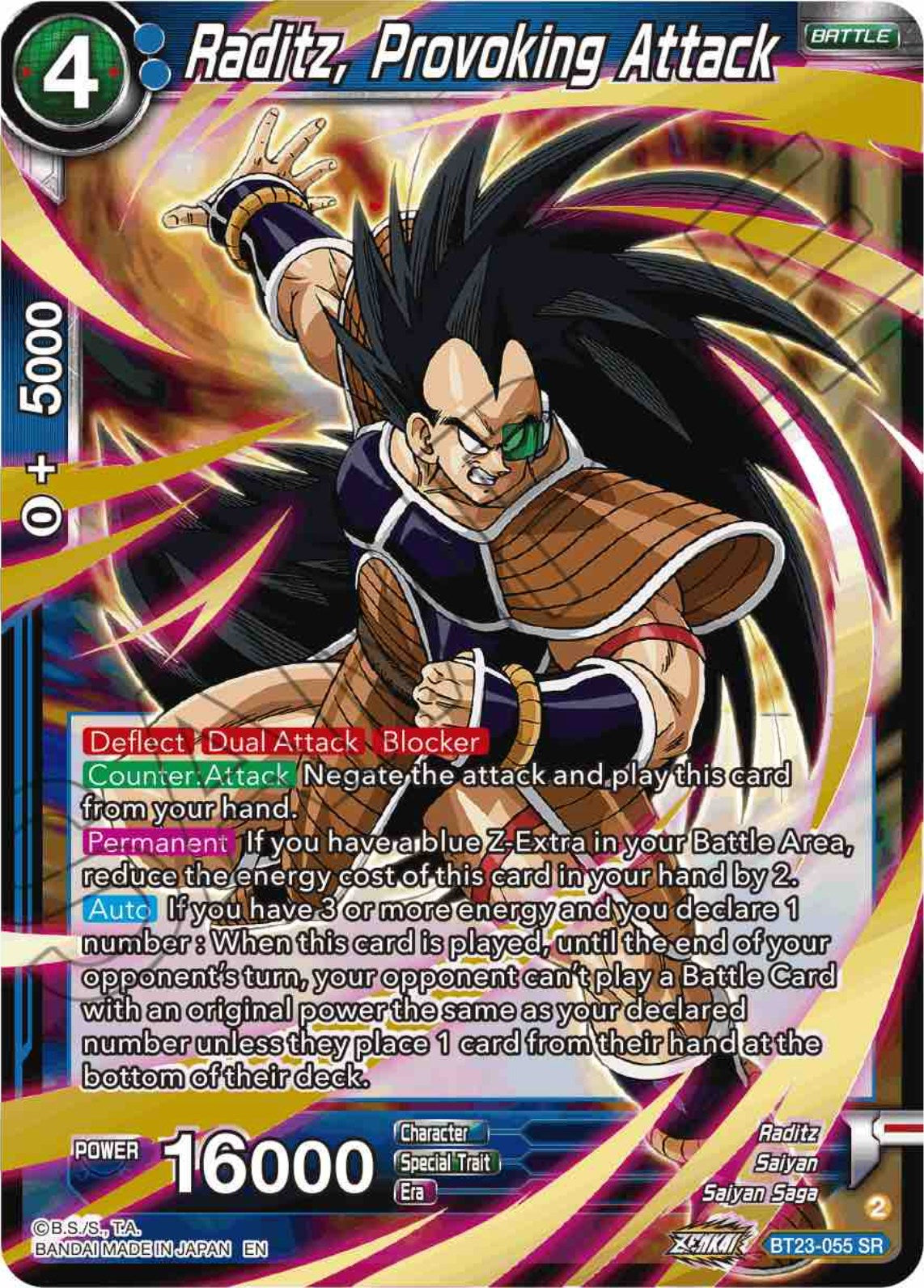 Raditz, Provoking Attack (BT23-055) [Perfect Combination] | Black Swamp Games