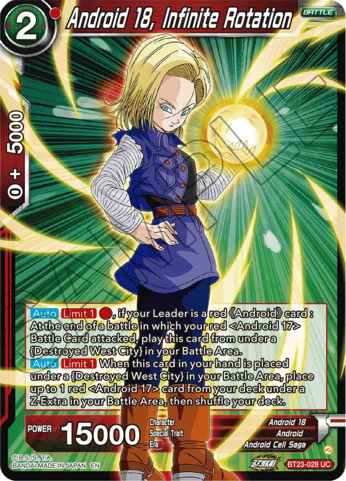 Android 18, Infinite Rotation (BT23-028) [Perfect Combination] | Black Swamp Games