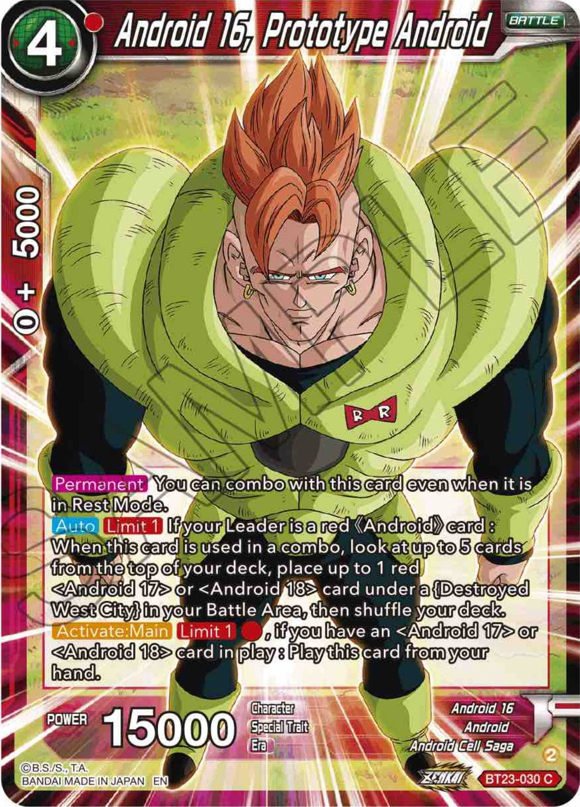Android 16, Prototype Android (BT23-030) [Perfect Combination] | Black Swamp Games
