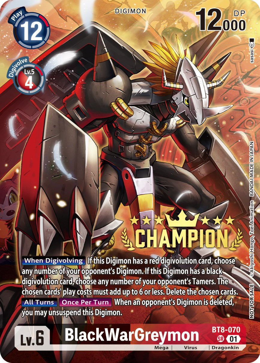 BlackWarGreymon [BT8-070] (Digimon 3-On-3 November 2023 Champion) [New Awakening] | Black Swamp Games