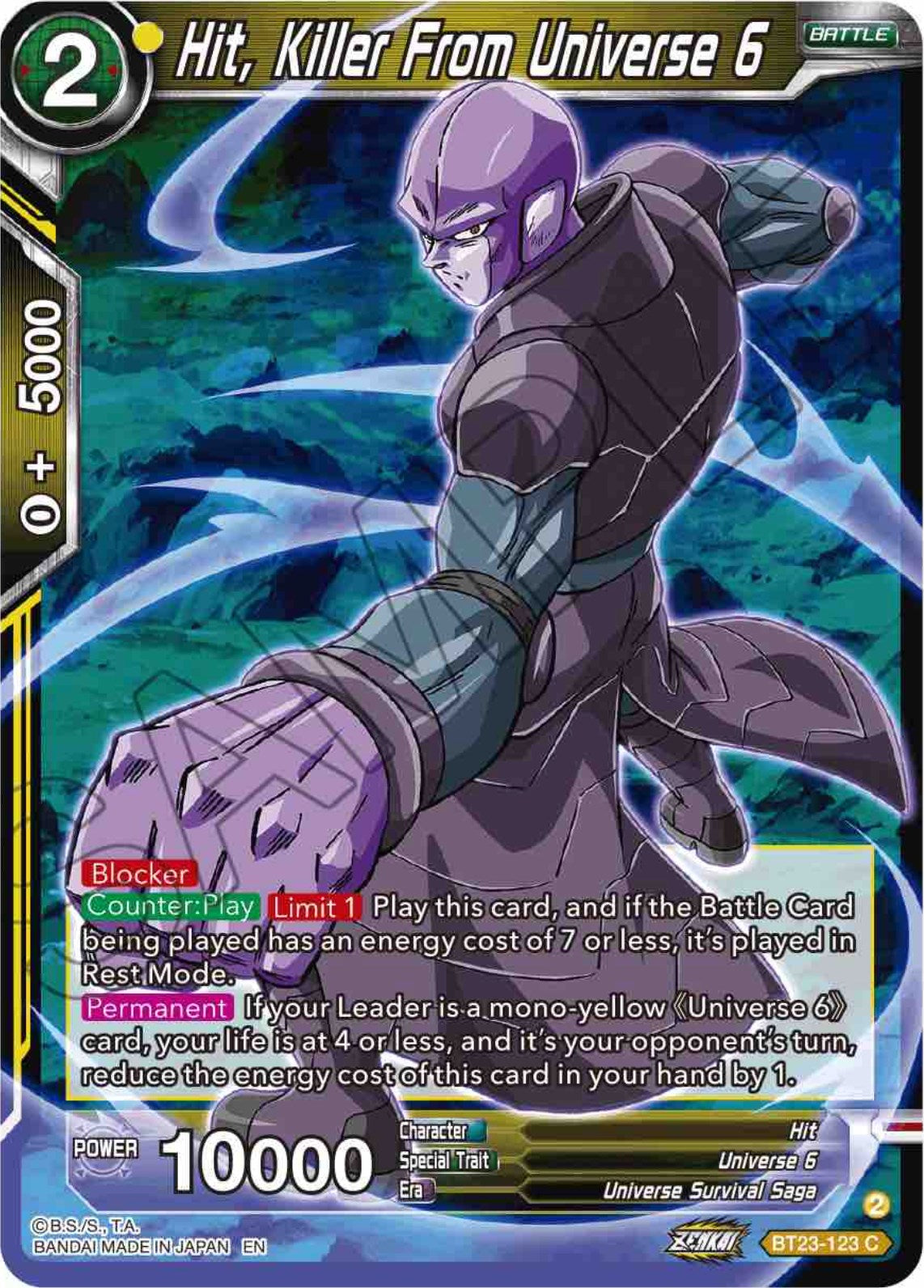 Hit, Killer From Universe 6 (BT23-123) [Perfect Combination] | Black Swamp Games