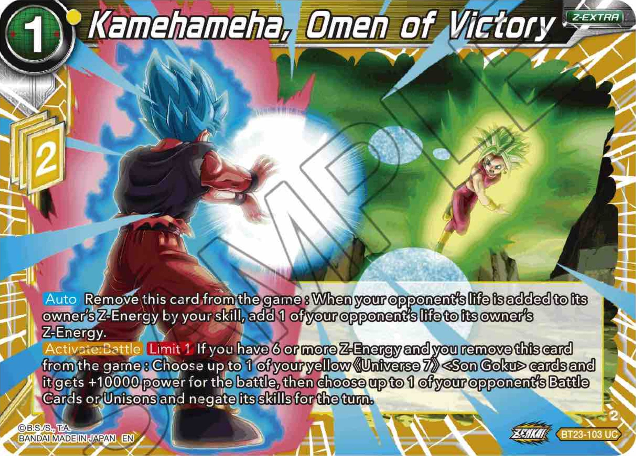 Kamehameha, Omen of Victory (BT23-103) [Perfect Combination] | Black Swamp Games