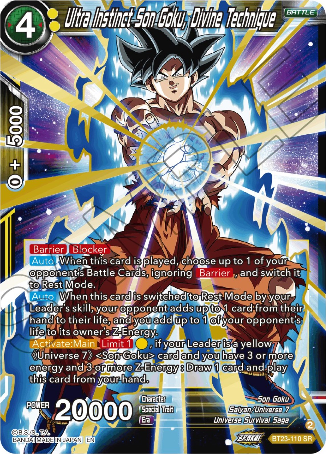Ultra Instinct Son Goku, Divine Technique (BT23-110) [Perfect Combinat Black Swamp Games Ultra Instinct Son Goku, Divine Technique (BT23-110) [Perfect Combinat Black Swamp Games