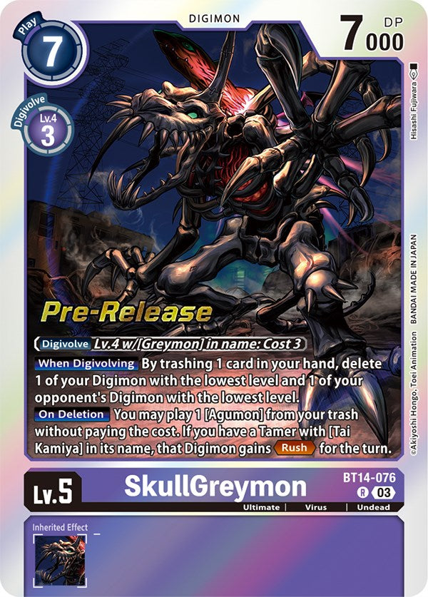 SkullGreymon [BT14-076] [Blast Ace Pre-Release Cards] | Black Swamp Games