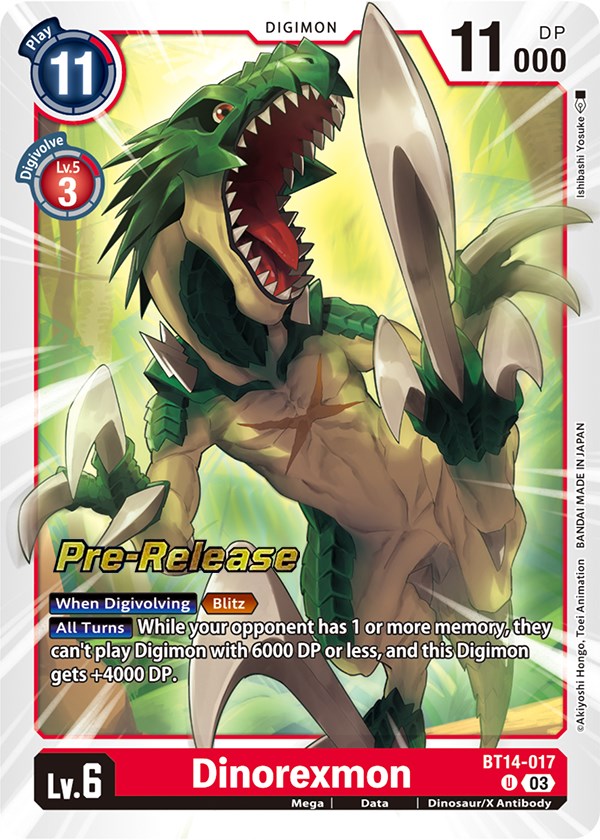 Dinorexmon [BT14-017] [Blast Ace Pre-Release Cards] | Black Swamp Games