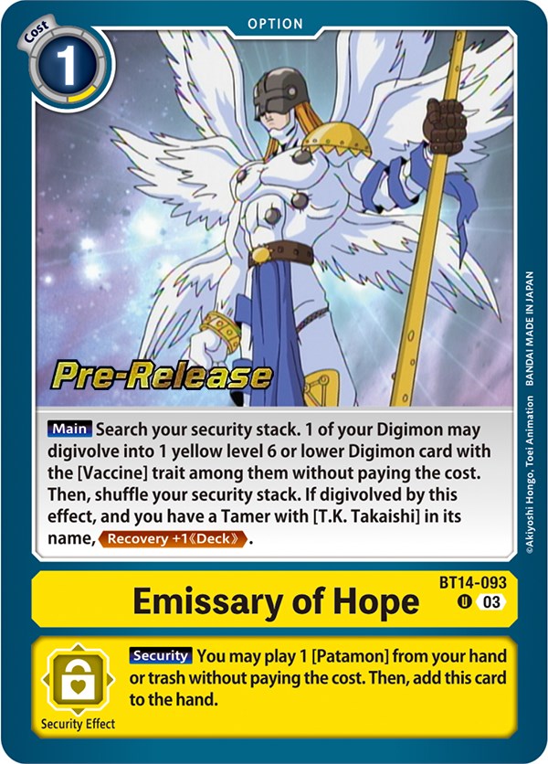 Emissary of Hope [BT14-093] [Blast Ace Pre-Release Cards] | Black Swamp Games