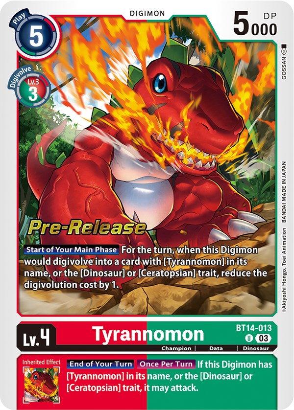 Tyrannomon [BT14-013] [Blast Ace Pre-Release Cards] | Black Swamp Games