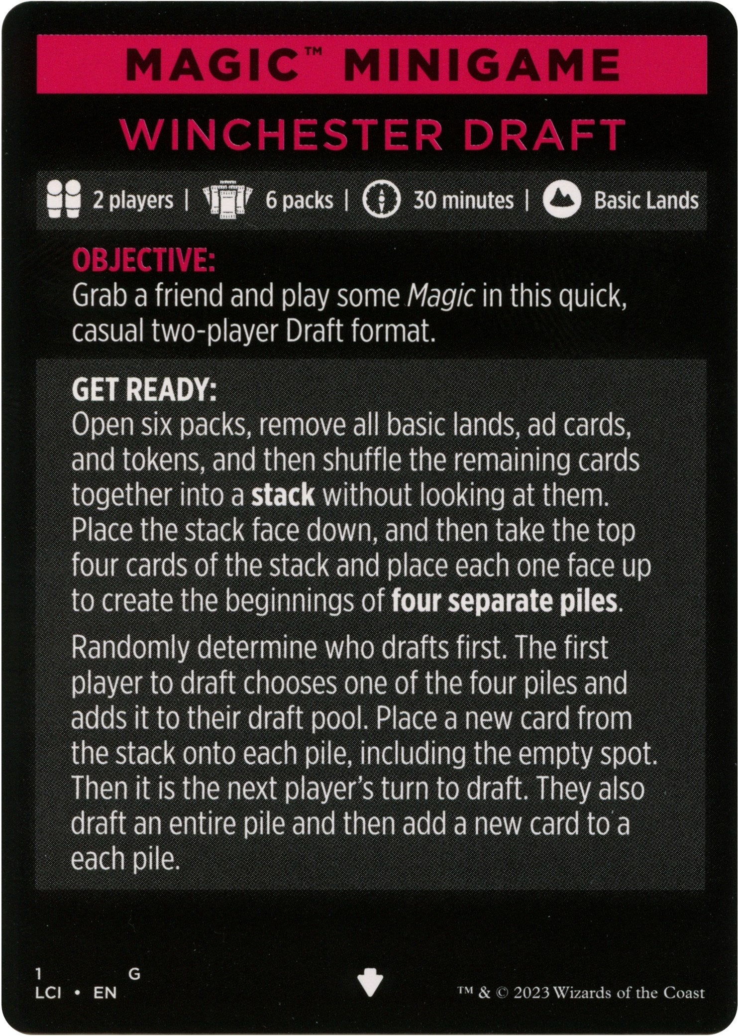 Winchester Draft (Magic Minigame) [The Lost Caverns of Ixalan Minigame] | Black Swamp Games