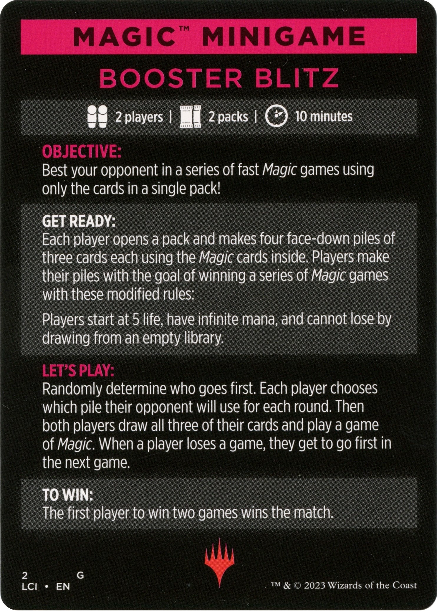 Booster Blitz (Magic Minigame) [The Lost Caverns of Ixalan Minigame] | Black Swamp Games