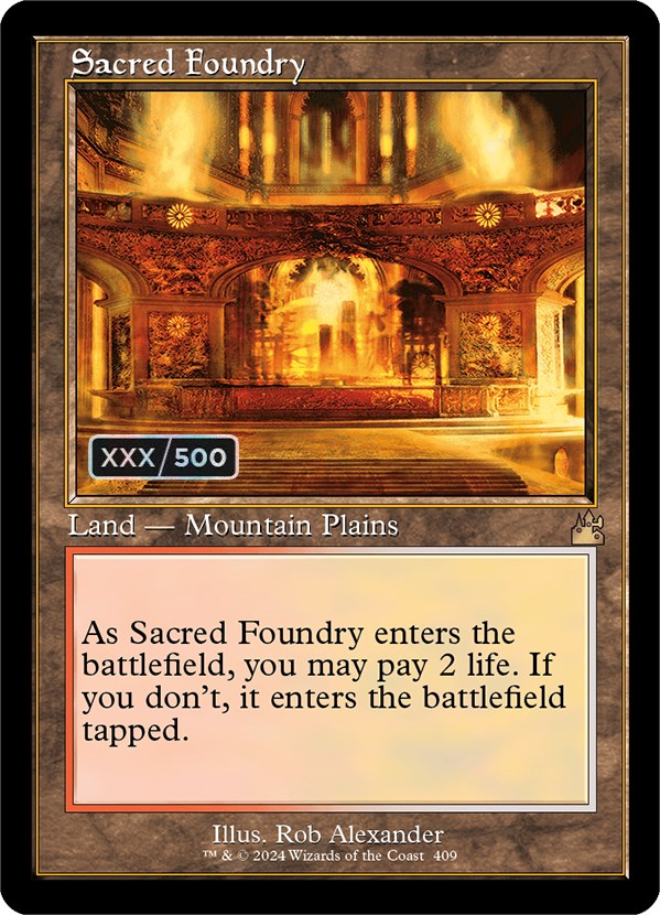 Sacred Foundry (Retro) (Serialized) [Ravnica Remastered] | Black Swamp Games